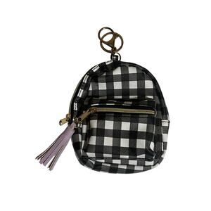 Black and white checked mini backpack keychain/purse charm - EUC